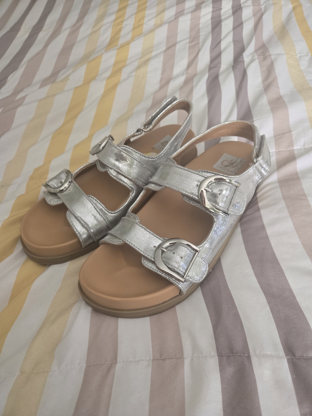 Dolce Vita Silver Metallic Buckle Sandals